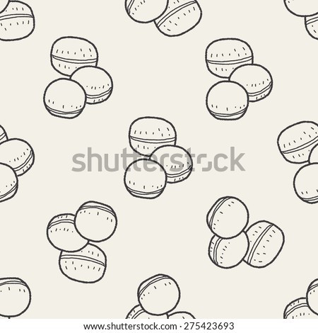 macaron doodle seamless pattern background