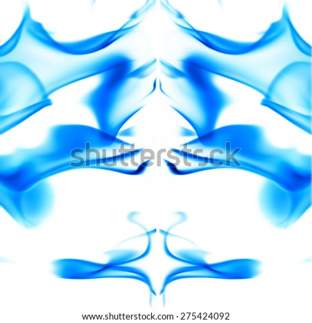 Blue fire and flames on white background