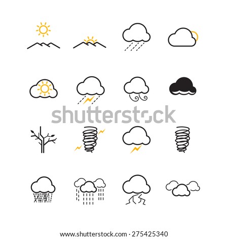 Weather flat linear icon set. vector illustration. vector illustration