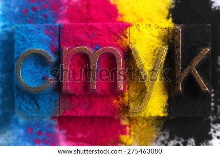 Cmyk made from old letterpress blocks Royalty-Free Stock Photo #275463080