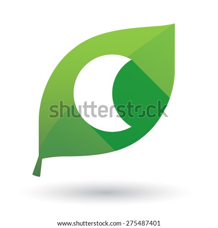 Illustration of a green leaf icon with a moon