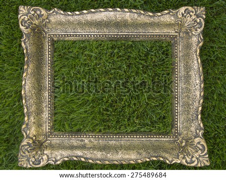 Frame antique green grass background