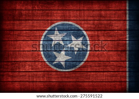 Tennessee flag pattern on wooden board texture ,retro vintage style