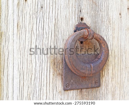 old handle door on the wood door