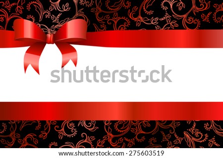 Background pattern flowers red black with bow vector