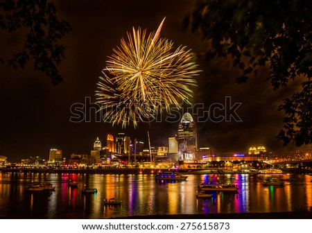 Firework on the River after a Cincinnati Reds Game