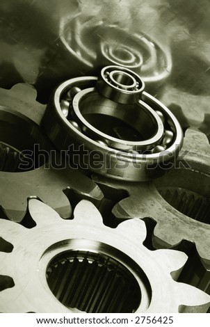 gears and bearing idea mirrored in titanium ( duplex )