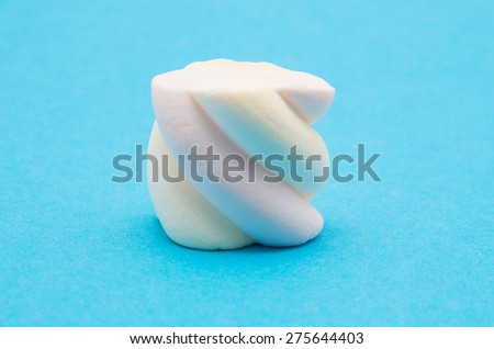 marshmallow on blue background