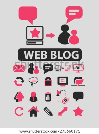 web blog, internet, talk icons, signs.  illustrations set, vector