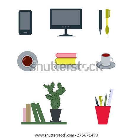 Vector design of flat office icons