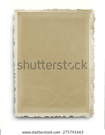 Vintage photo frame with scalloped edges, isolated on white with soft shadow.