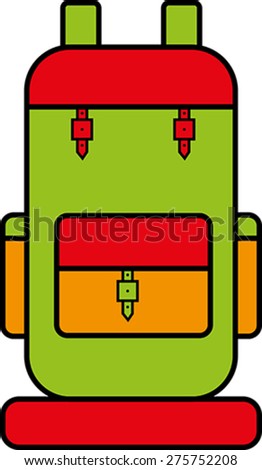 Schematic travel backpack with bright colors