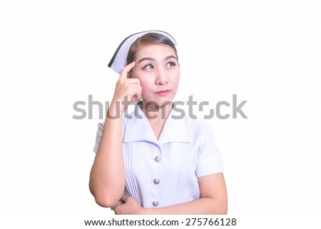Nurse thai in uniform with stethoscope isolated on white background