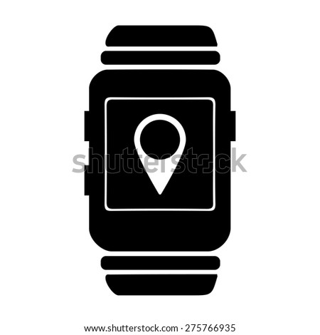 Navigation map pin point icon on smart watch. vector illustration