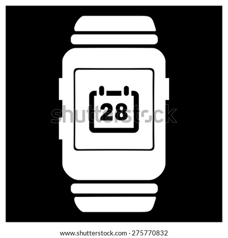 Calendar icon on smart watch. vector illustration
