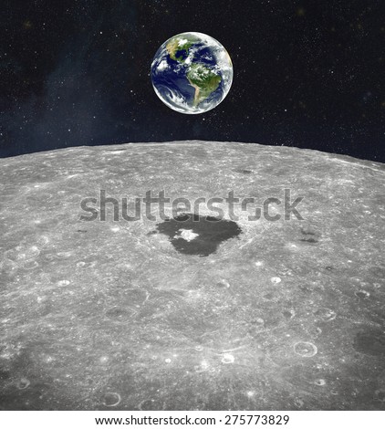 View from moon on earth. Elements of this image furnished by NASA Royalty-Free Stock Photo #275773829
