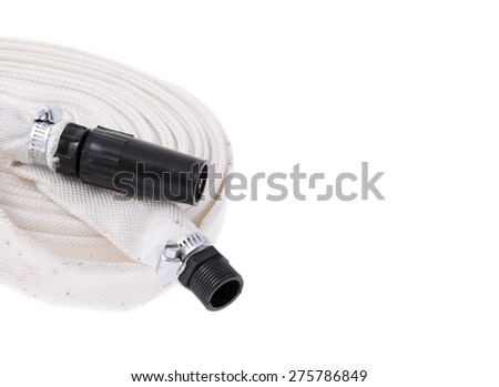 White Fire Hose Isolated on White Background