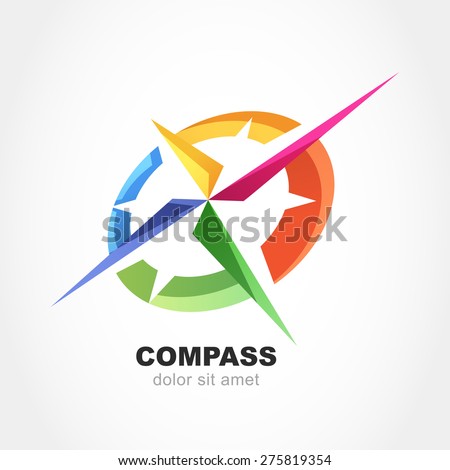 Abstract multicolor compass symbol. Vector logo design template. Modern concept for travel, tourism, business, search.