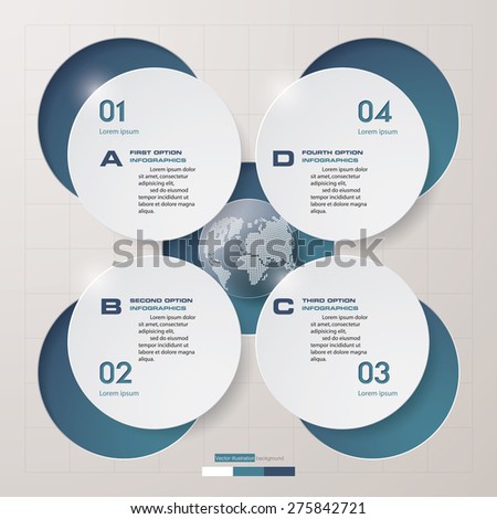 Abstract 4 steps circle shapes infographis elements.Vector illustration.