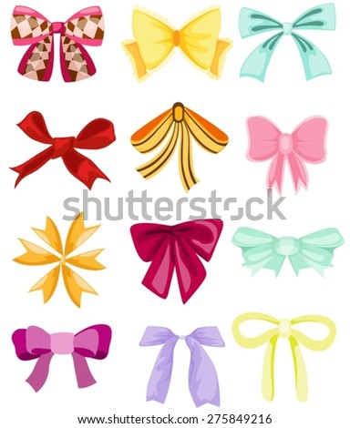 illustration of isolated set of colorful and cute bows