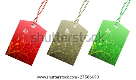 Vector illustration Set of floral product price tags in 3 colors