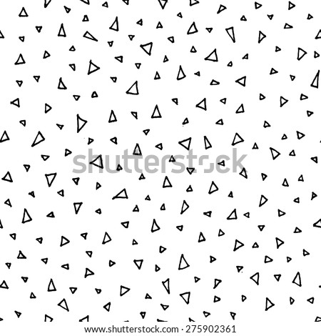 Vector seamless pattern with black hand drawn triangles on white background. Seamless pattern can be used for textile, wallpaper, wrapping paper, web Royalty-Free Stock Photo #275902361