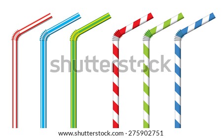 Colorful drinking straws vector set Royalty-Free Stock Photo #275902751