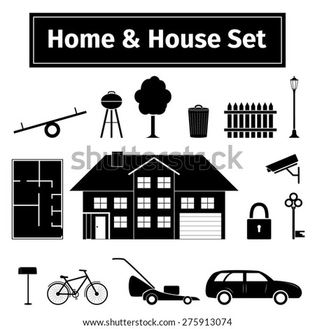 Home and house set, vector illustration