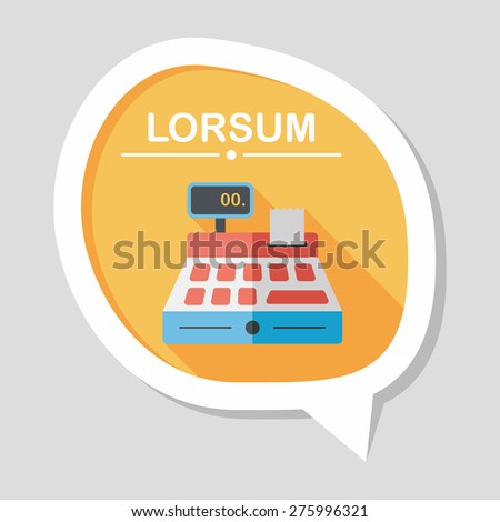 shopping cash register flat icon with long shadow,eps10