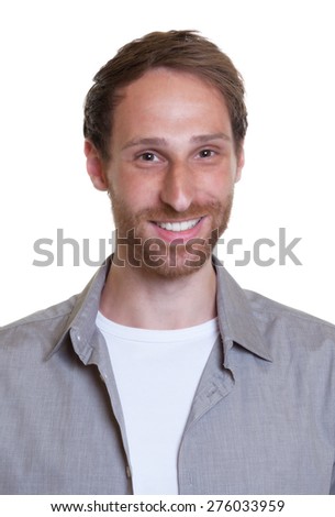Portrait of a laughing german guy with beard 