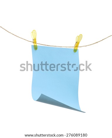 Color card hanging on a cord on a white background