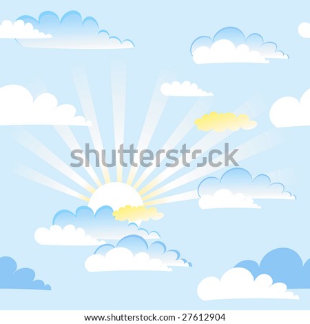 Seamless sky and clouds vector