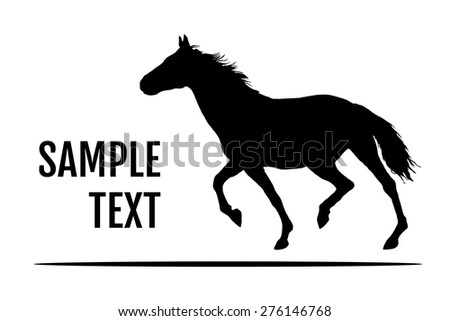 Running horse black silhouette. Vector high quality illustration.
