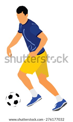 Soccer player vector isolated on white background. High detailed football player cutout outlines.