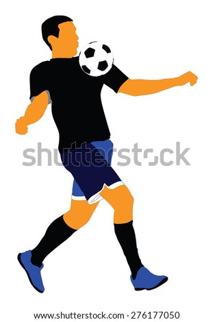Soccer player vector isolated on white background. High detailed football player cutout outlines. Receive the ball situation.