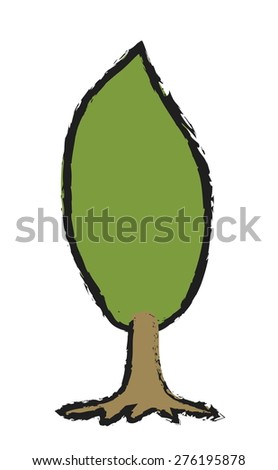 doodle eco green tree, vector