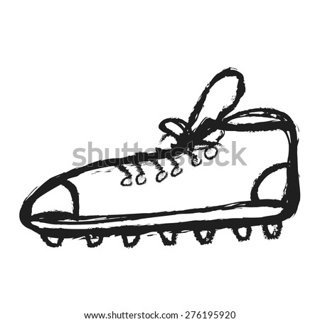 doodle spiked football shoe, vector illustration
