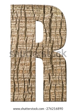 Alphabet from palm bark -  letter R.