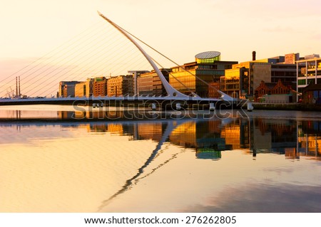 The Samuel Beckett Bridge on the River Liffey in Dublin, Ireland. Royalty-Free Stock Photo #276262805