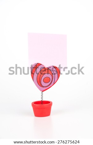 heart shape clip with paper note