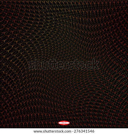 abstract dark red pattern sand texture with orange line with yellow wave on black background. vector illustration