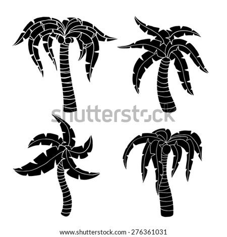 Set of palm tree. Vector illustration, Isolated on white