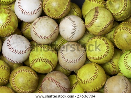 a picture of a bunch of softballs