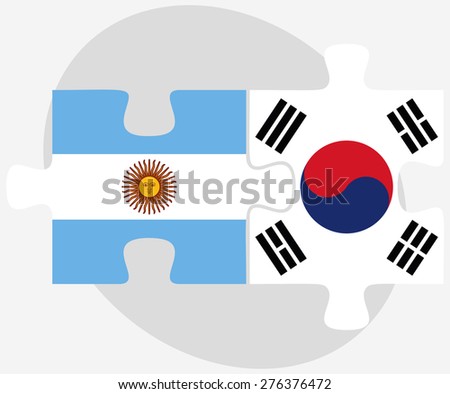 Vector Image - Argentina and South Korea Flags in puzzle isolated on white background

