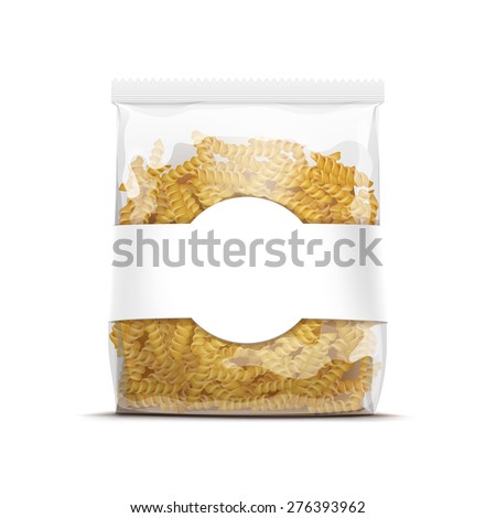 Fusilli Spiral Pasta Packaging Template Isolated on White Background