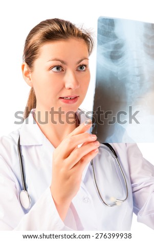 Vertical portrait of doctor with x-ray in hands
