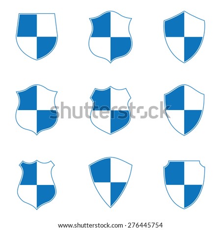 Blue and white shield silhouette
