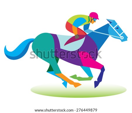 A professional jockey takes part in horseraces at the racetrack Royalty-Free Stock Photo #276449879