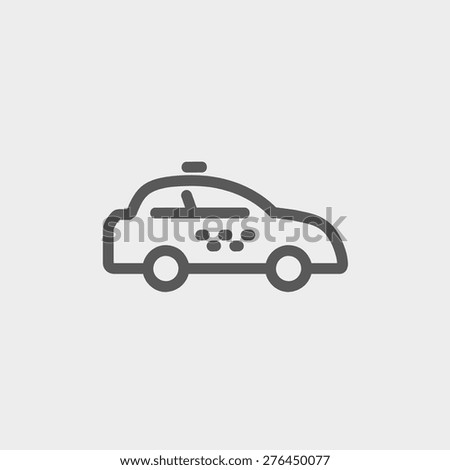 Police car icon thin line for web and mobile, modern minimalistic flat design. Vector dark grey icon on light grey background.