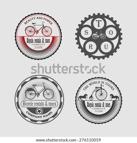 Bicycle rentals & tours
set of labels bicycle, icons, stickers and tools for designers
